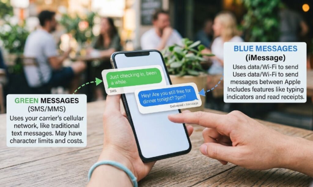 Green Text vs Blue Text on iPhone